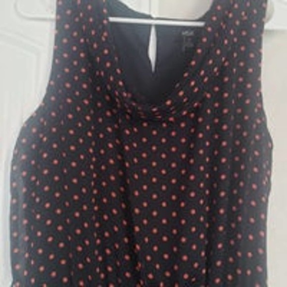 MSK black with coral polka dot sleeveless dress size 16 - Picture 3 of 4